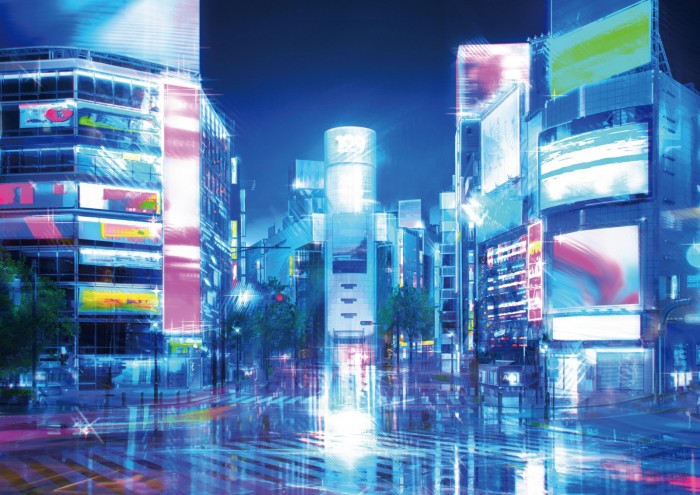 Tokyo. Disegno raffigurante l’iconico incrocio di Shibuya, quartiere famoso per la sua vivacità © TCVB 