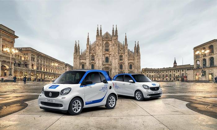 Auto di Car2Go a Milano.