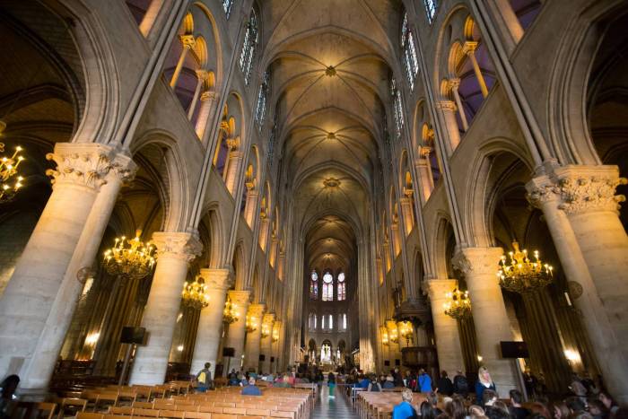 L'interno della cattedrale di Notre-Dame prima del disastro