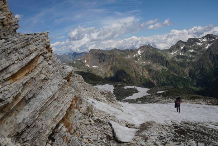 Approcciando passo Forame, sotto la cima di Pizzo Scalino. Foto Sara Furlanetto