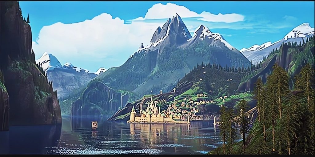 Una vista di Arendelle nel film Frozen - foto Walt Disney Corp