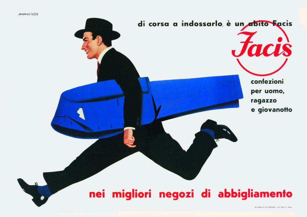 Armando Testa, Facis. Di corsa ad indossarlo è un abito Facis, 1955