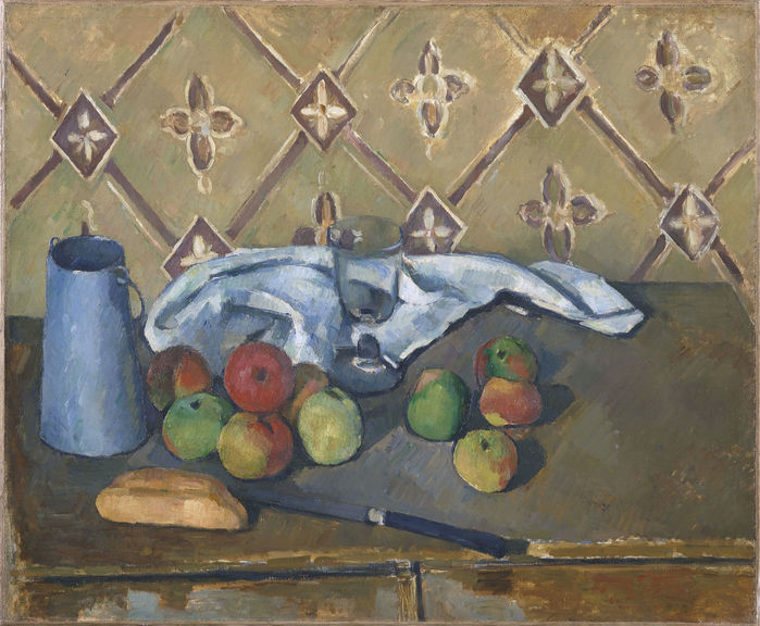 Fruits, serviette et boîte à lait, vers 1880 Paul Cézanne