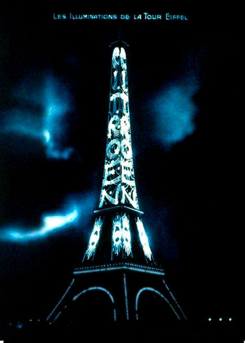 La tour Eiffel in un pannello pubblicitario smaltato del 1925.
