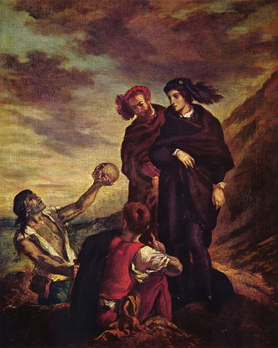 Dissotterramento del teschio di Yorick. Dipinto di Eugène Delacroix