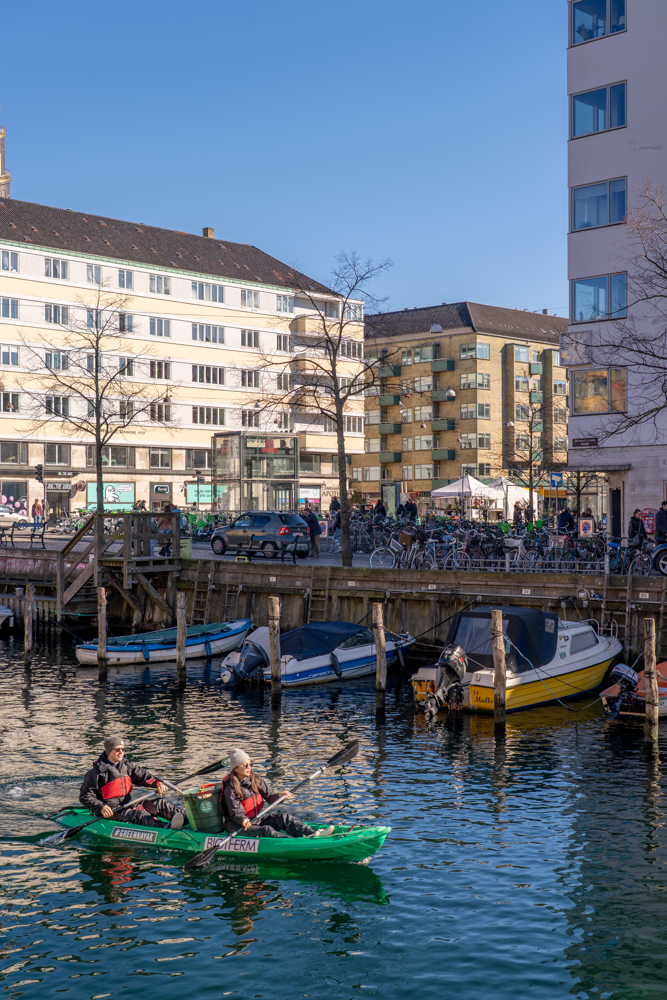 Copenaghen, turisti all’opera su un GreenKajak con l’obiettivo di mantenere pulite le acque del porto - foto di Andrea Forlani
