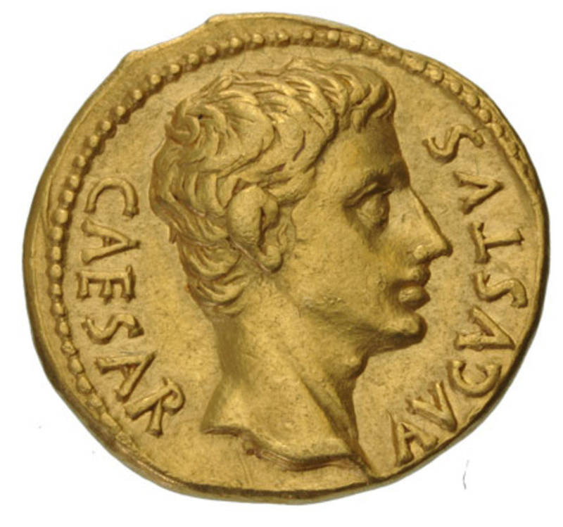 Moneta con effige di Augusto