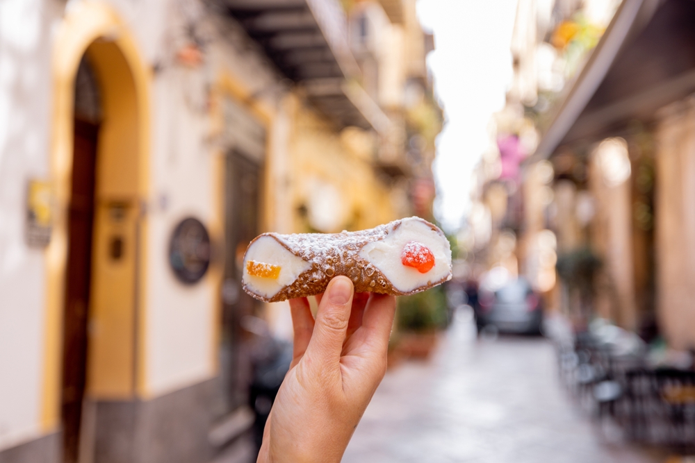 cannolo siciliano in primo piano